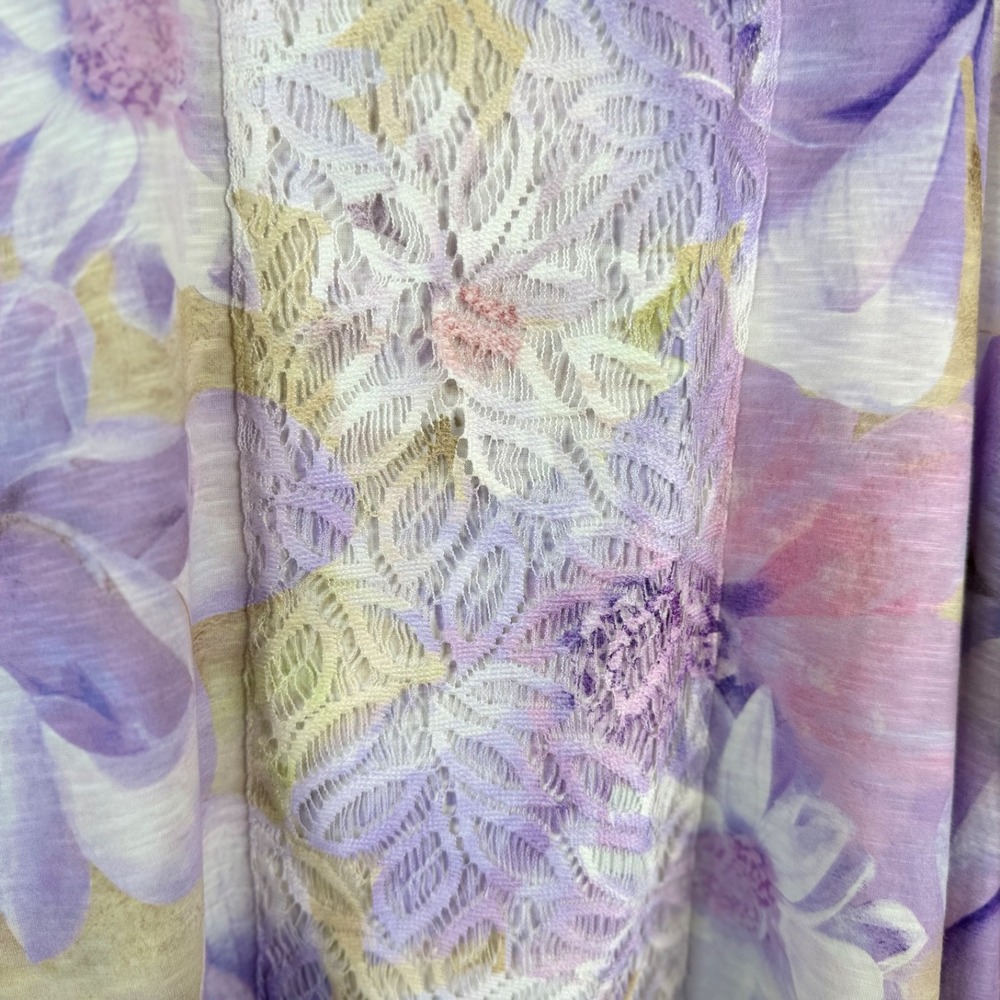 Alfred Dunner Women's Tunic Top Purple Sz 2X Floral Bling Colorful - Picture 6 of 10